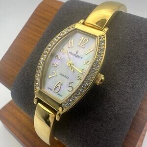 Peugeot Gold Tone Quartz Watch – Mother-of-Pearl Face